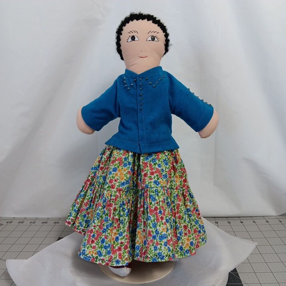 Navajo Handmade Rag Doll Cloth Body Signed By Maker Hand Sewn Hand Painted Face